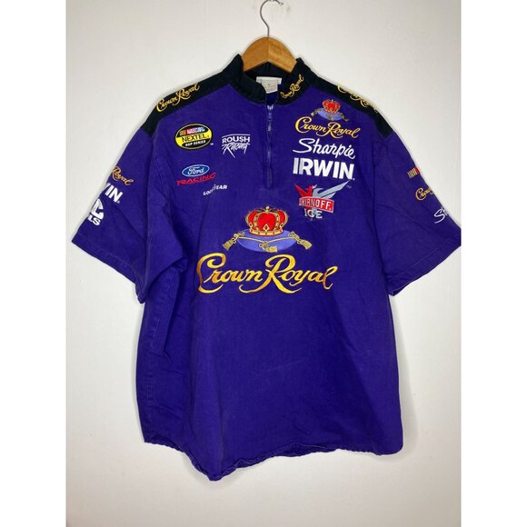 Rare Crown Royal Racing Corduroy Shirt Jacket Purple Men's XL